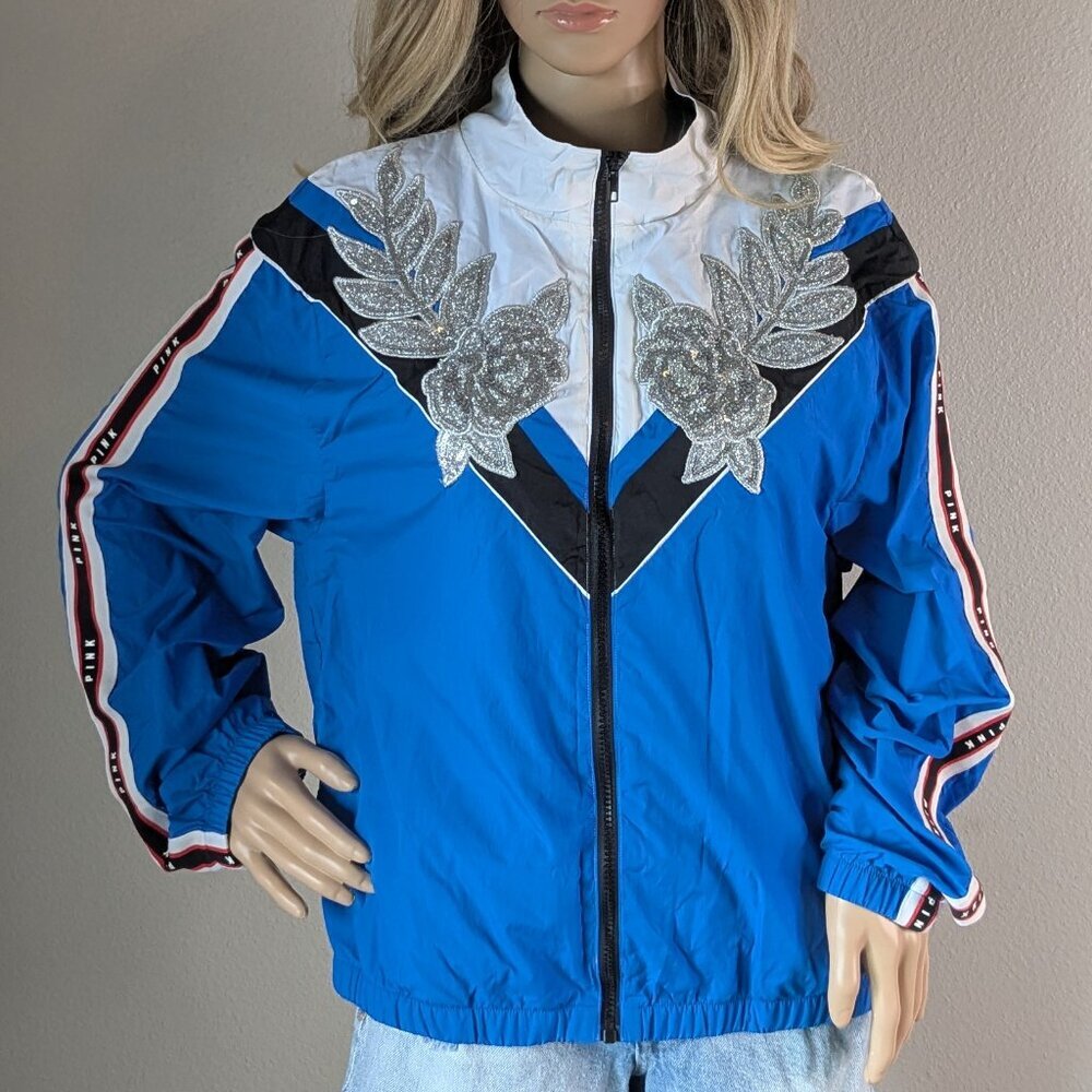 Victoria's Secret PINK Full-Zip Bling Anorak Jacket Windbreaker Women's Size M/L